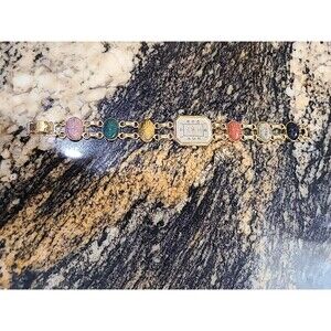 VintageKJL Kenneth Jay Lane Egyptian Scarabs Gemstones Gold Tone Watch Need Batt